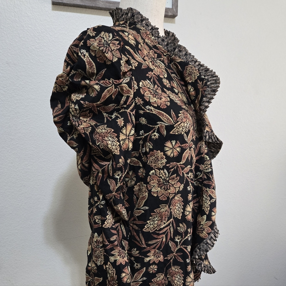 ​MISA Los Angeles Garance Blouse Gilded Paisley Floral Ruffle Puff Sleeve XS - Picture 8 of 15